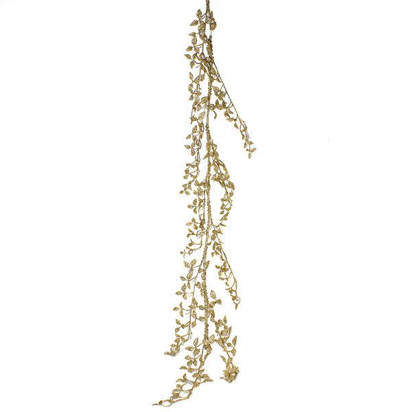 150cm Ch Gold Glitter Leaf Garland