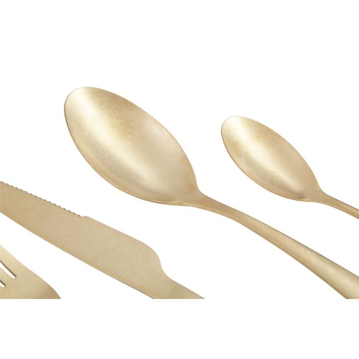 16PC GOLD CUTLERY SET WITH STRAIGHT HANDLES