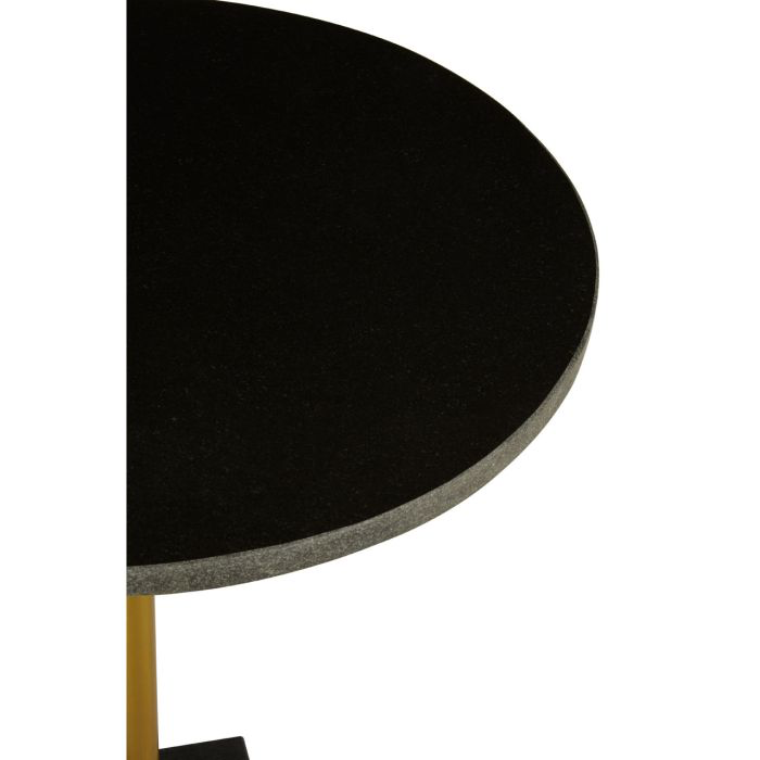 BLACK MARBLE TOP SIDE TABLE WITH T SHAPED BASE