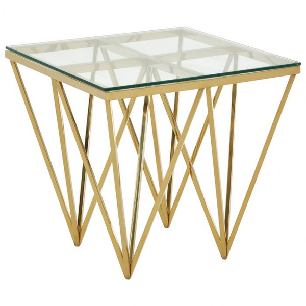 GOLD FINISH SPIKE LEGS END TABLE