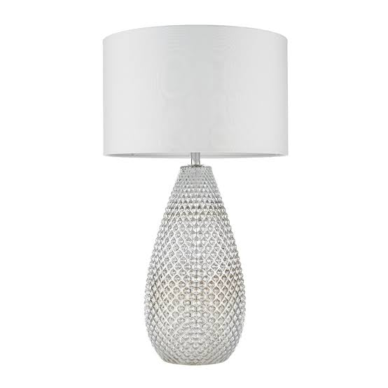 Livia Table Lamp in Mercury Finish with White Shade