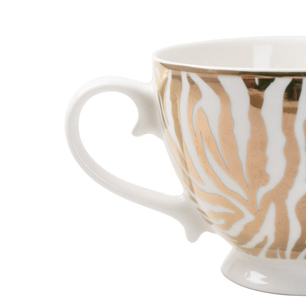 Animal Luxe Footed Mug Zebra Print Gold