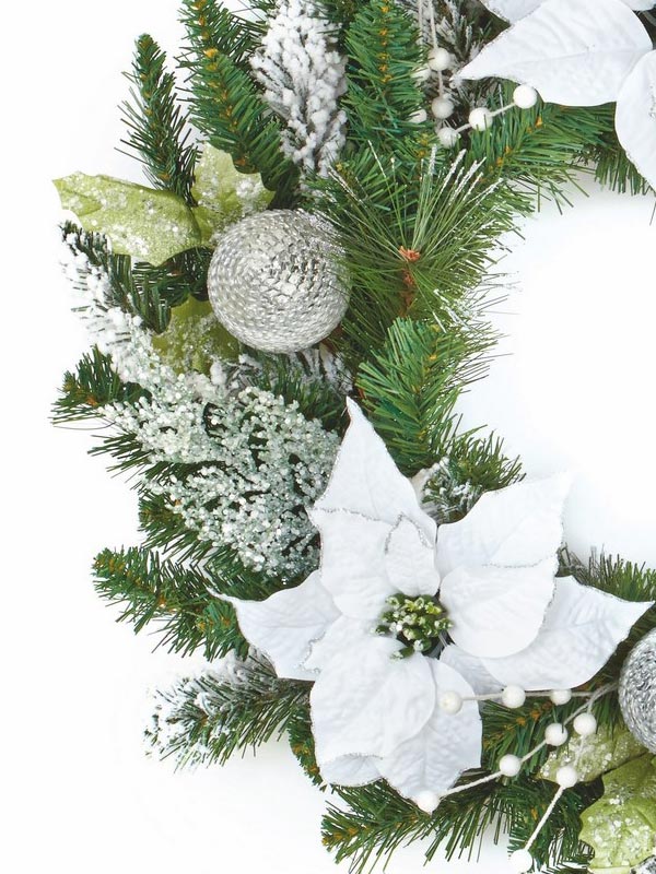 60cm Poinsettia Wreath White