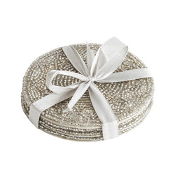 Pack of 4 Silver Beaded Coasters