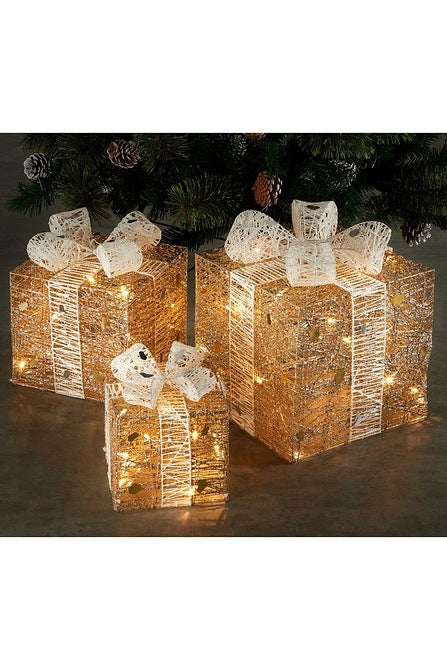 3pc Gold & White Parcels with 40 Warm White LEDs