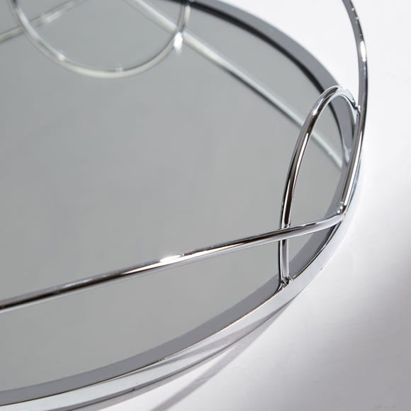Large Round Silver Mirrored Decorative Trays