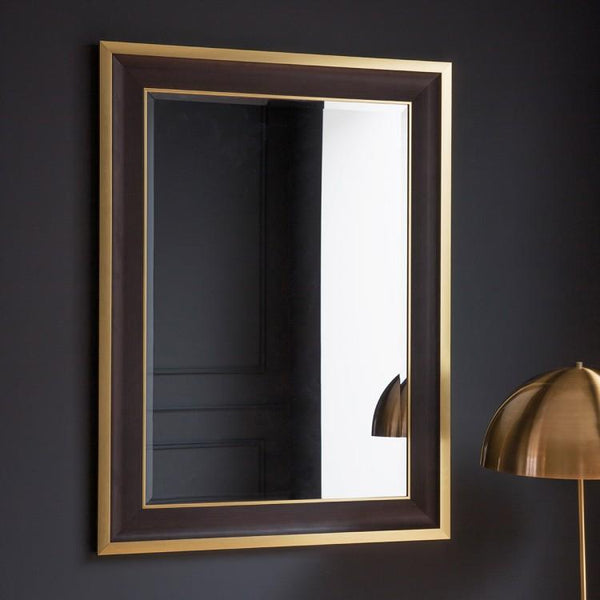 Black and Gold Frame Rectangular Wall Mirror