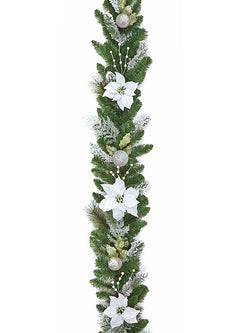 1.8m Poinsettia Garland White