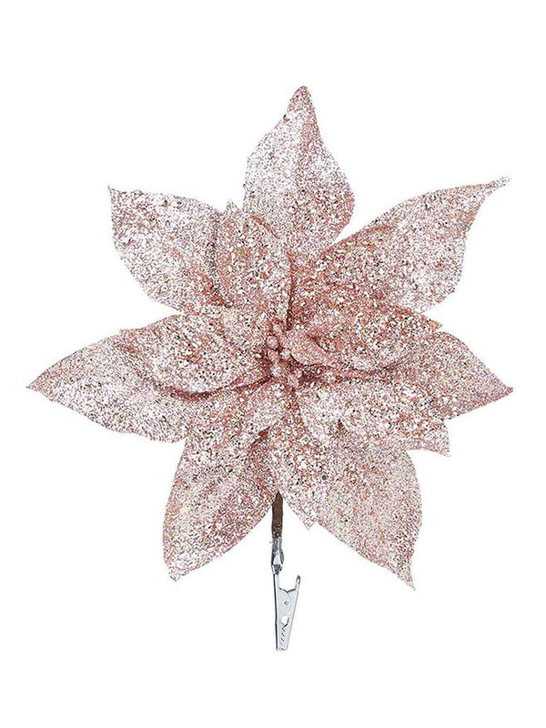 22cm Glitter Poinsettia Clip On