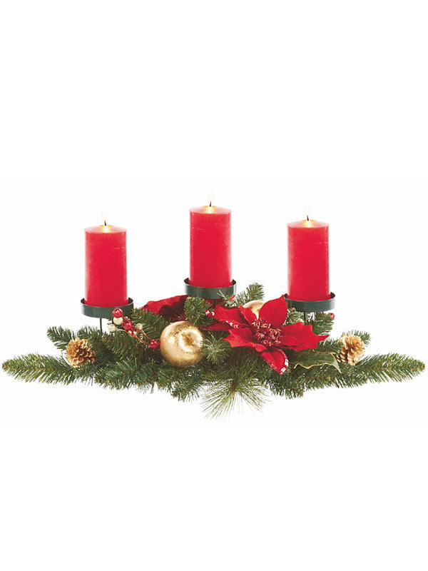 71cm Poinsettia Centrepiece Red Gold Candle Holder