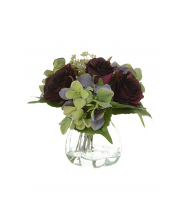 Roses & Hydrangeas in Curve Vase