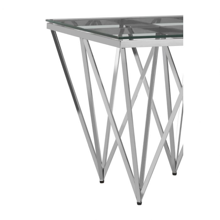 SILVER FINISH SPIKE LEGS END TABLE