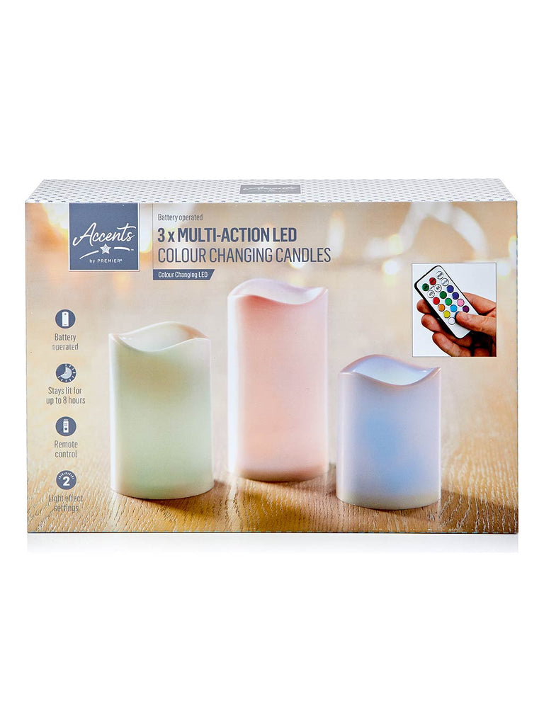 Set of 3 Candles with Colour Change Remote
