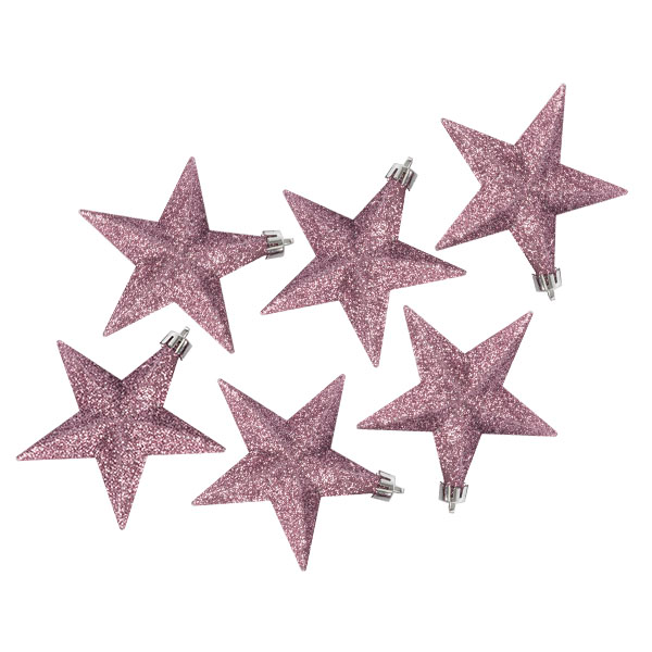 Set of 6 100mm Shatterproof Hanging Stars