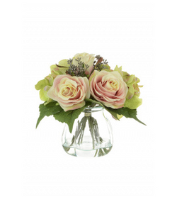 Roses & Hydrangeas in Curve Vase