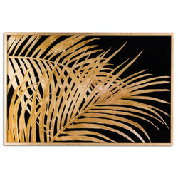 Large Metallic Palm Leaf Glass Image In Gold Frame
