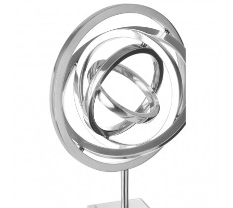 Silver Spiral Sculpture With Marble Block Stand