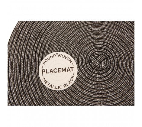 Set of 6 Round Woven Metallic Placemat