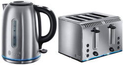 Russell Hobbs Stainless Steel Quiet Boil Kettle and 4 Slice Toaster