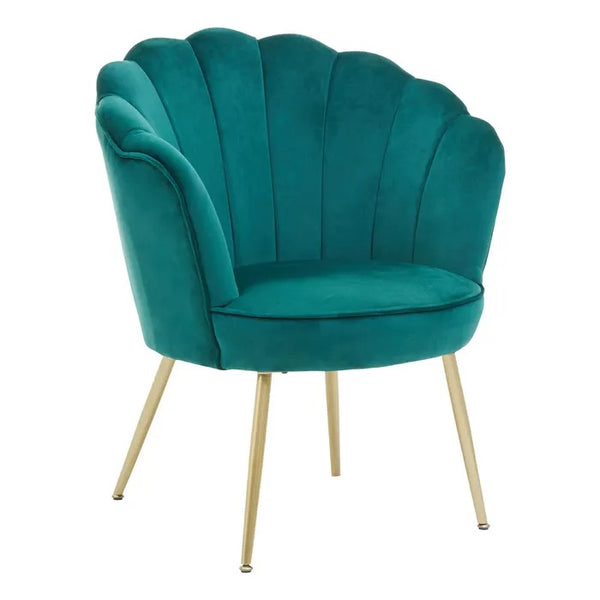 EMERALD GREEN VELVET SCALLOPED CHAIR