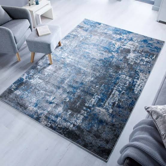 Cocktail Modern Abstract Rugs in Blue Grey 5x8ft