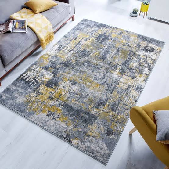 Cocktail Modern Abstract Rugs in Ochre Grey 5x8ft