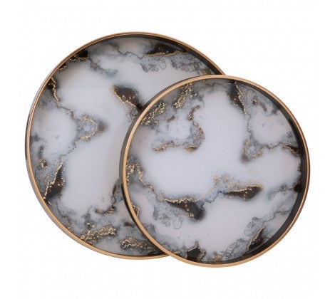 Celina Set Of 2 Marble Effect Serving Trays