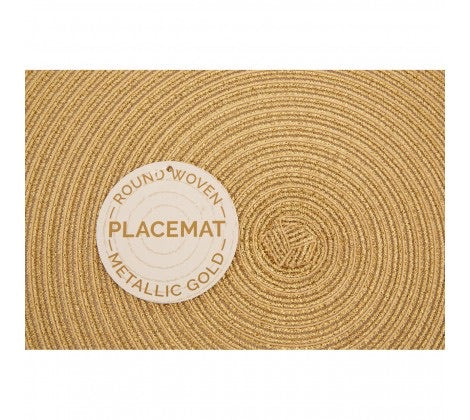 Set of 6 Round Woven Metallic Placemat